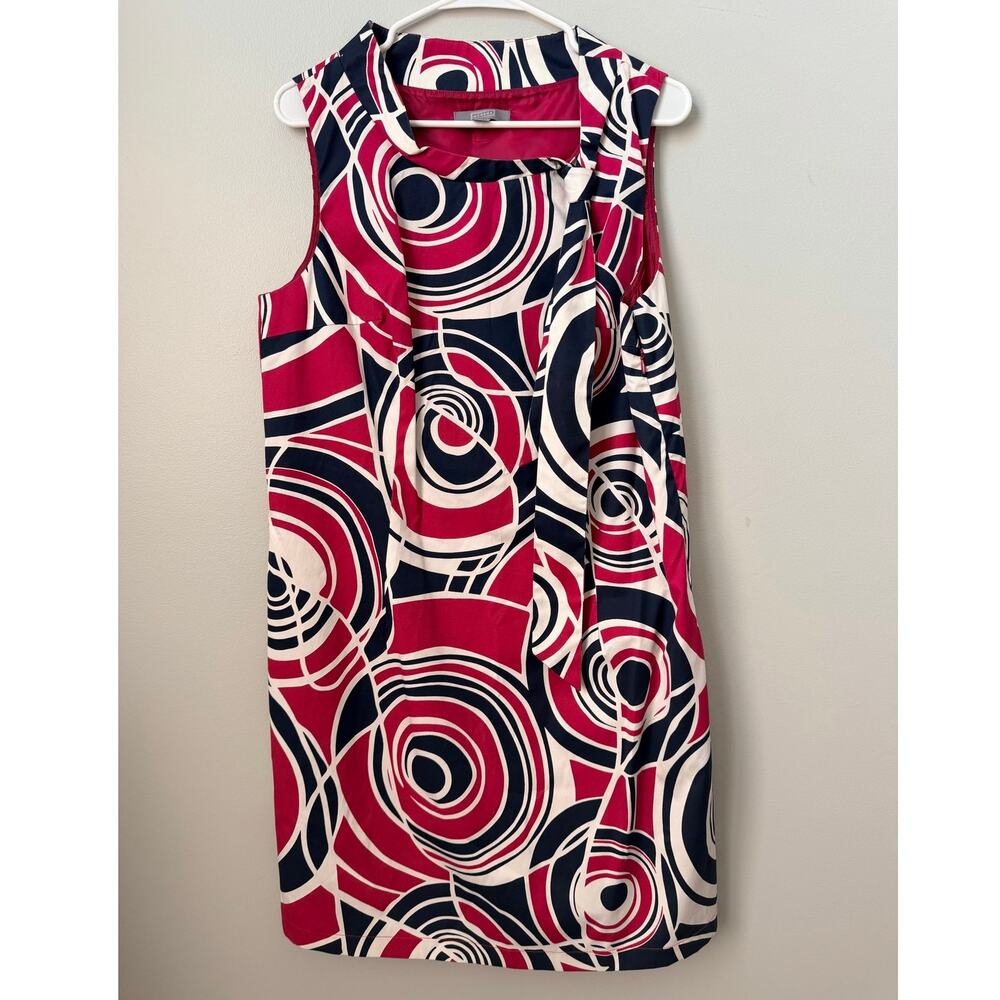 Merona Collection Mod Swirl Geometric Shift Dress Sleeveless Magenta Navy 16